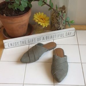 ‘Qupid’ Faux Suede Highland Green Mules (#5)